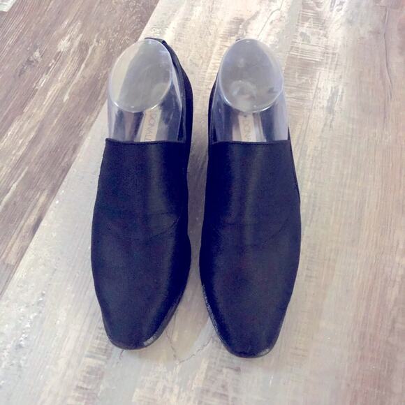 Donald J Pliner black stretchy fabric front suede back slip on loafers US 7.5 - Picture 2 of 10